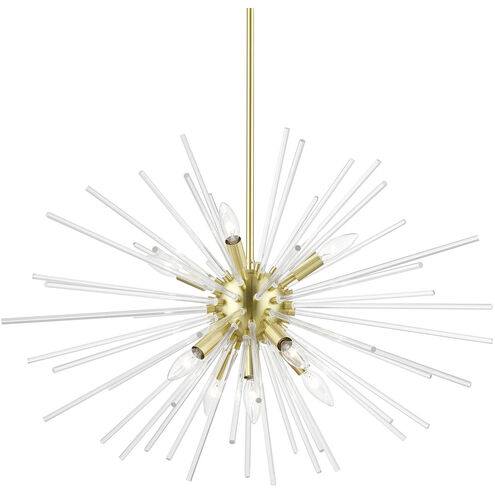 Utopia 9 Light 32 inch Satin Brass Pendant Chandelier Ceiling Light, Large