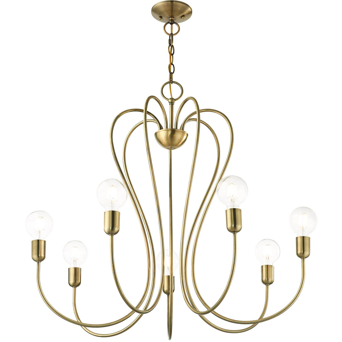 Lucerne 7 Light 30 inch Antique Brass Chandelier Ceiling Light