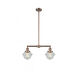 Franklin Restoration Small Oxford LED 24 inch Antique Copper Chandelier Ceiling Light in Seedy Glass, Franklin Restoration