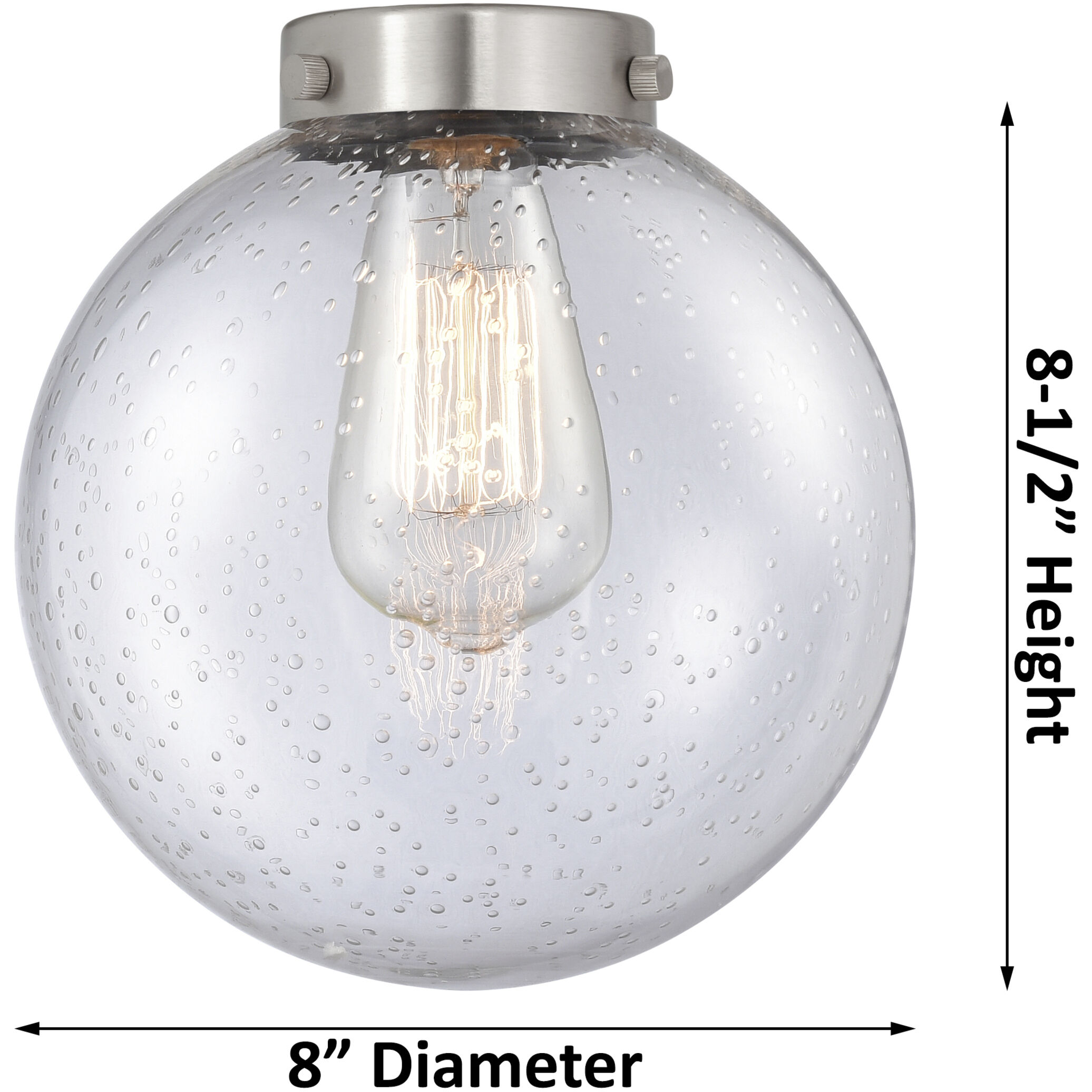 Franklin Restoration Large Beacon LED 8 inch Polished Nickel Sconce Wall Light in Seedy Glass, Franklin Restoration