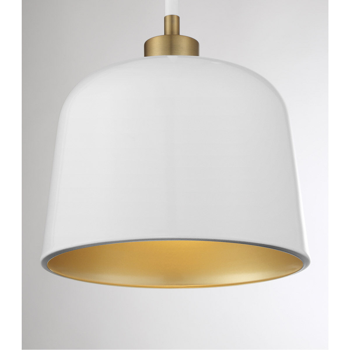 Vintage 1 Light 9 inch White and Natural Brass Pendant Ceiling Light in White with Natural Brass