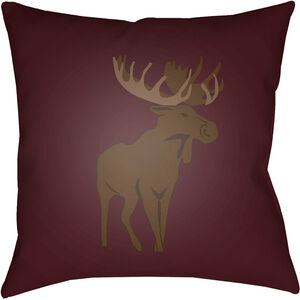 Moose 18 X 18 inch Red and Brown Outdoor Throw Pillow