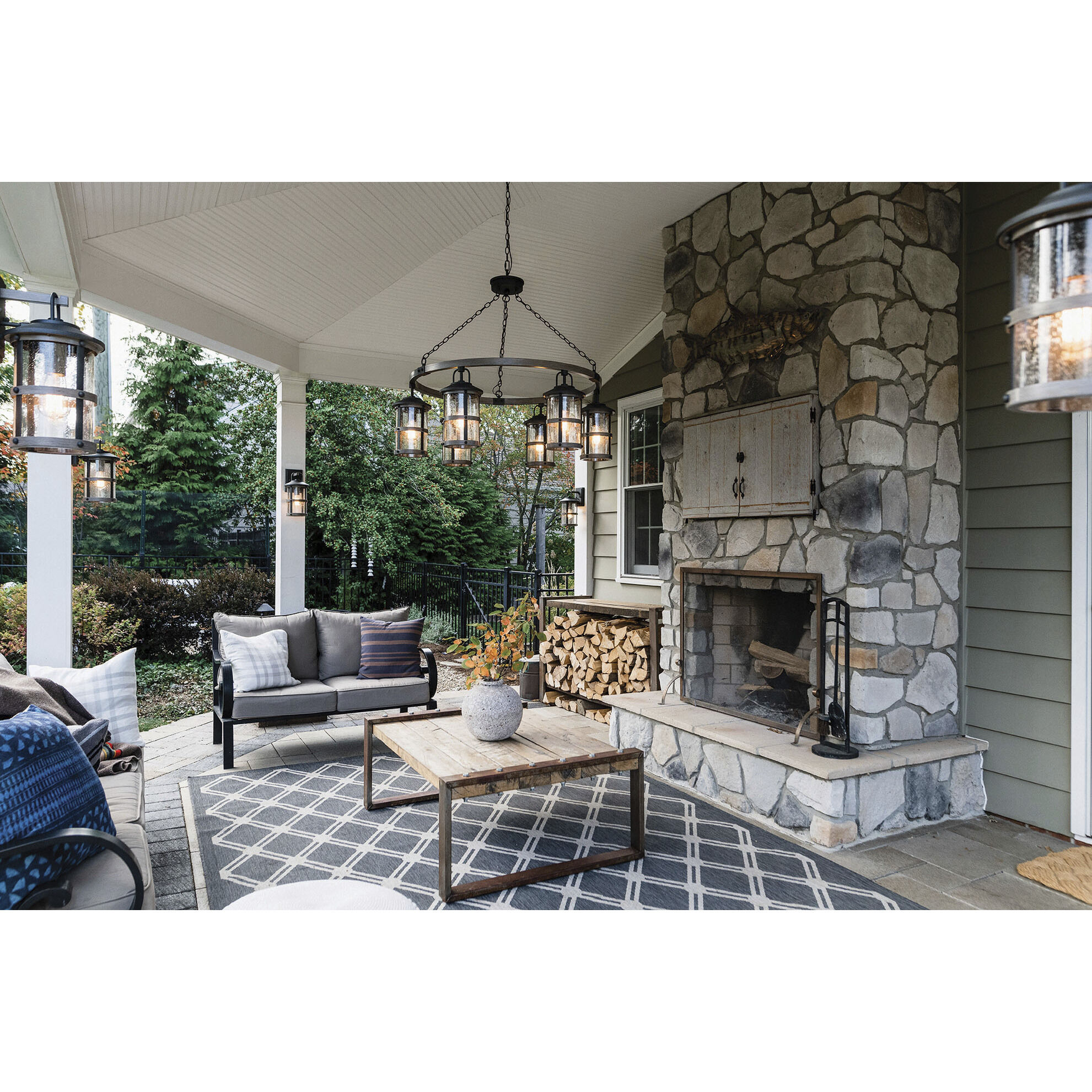 Estate Series Lakehouse LED 15 inch Black Outdoor Wall Mount Lantern, Small