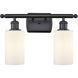 Ballston Clymer 2 Light 16 inch Matte Black Bath Vanity Light Wall Light in Matte White Glass, Ballston
