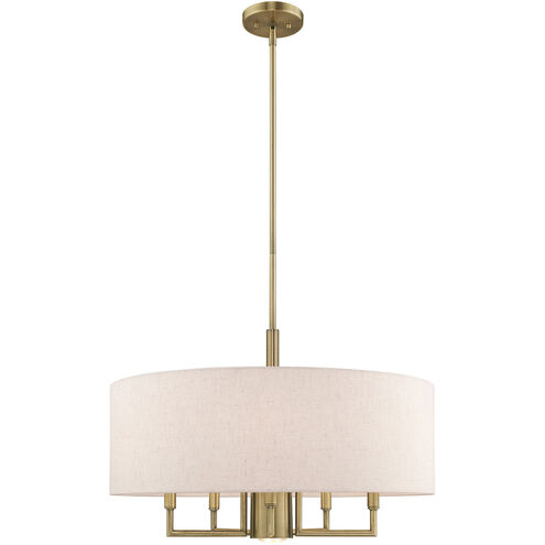 Meridian 6 Light 24 inch Antique Brass Pendant Chandelier Ceiling Light