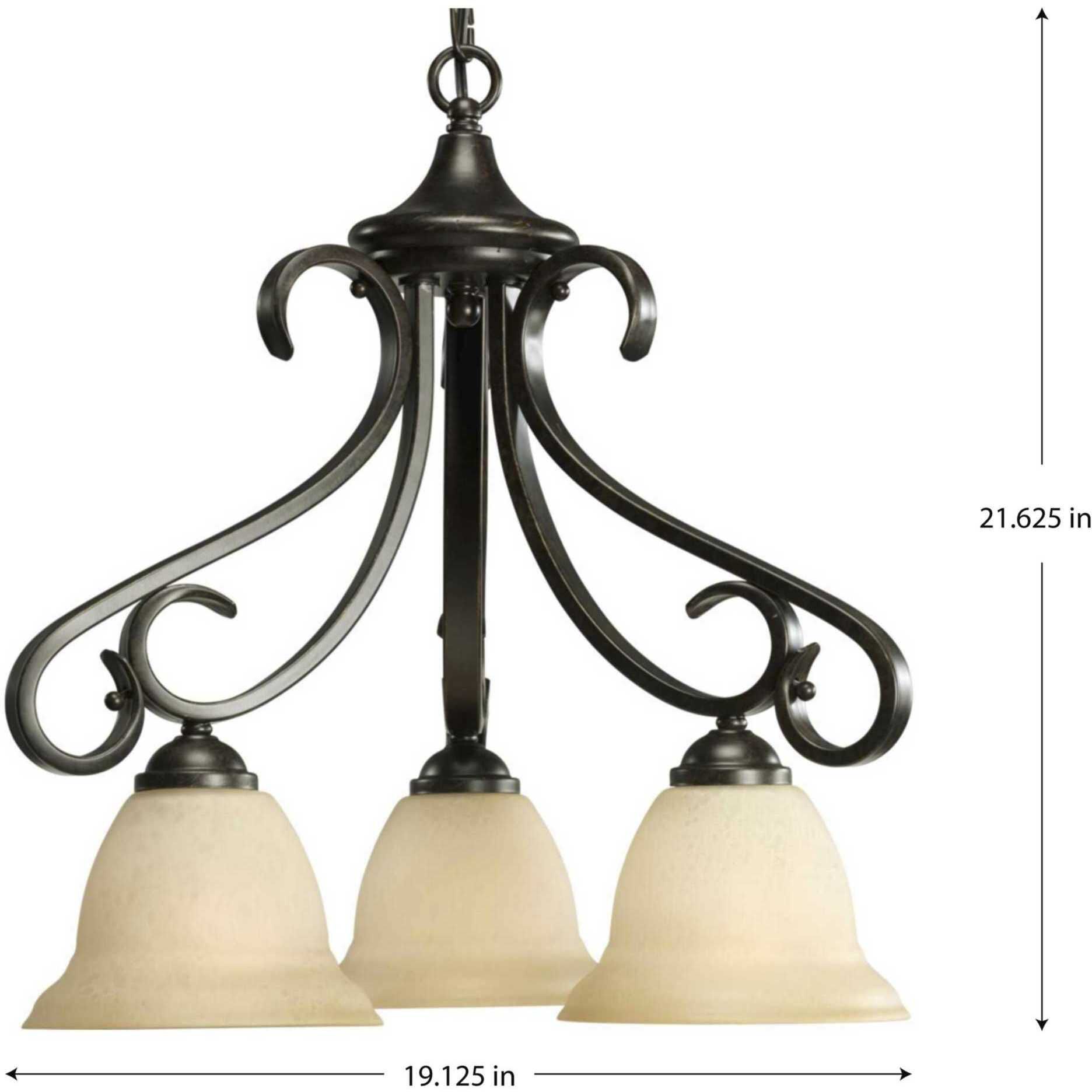 Torino 3 Light 19.13 inch Forged Bronze Chandelier Ceiling Light