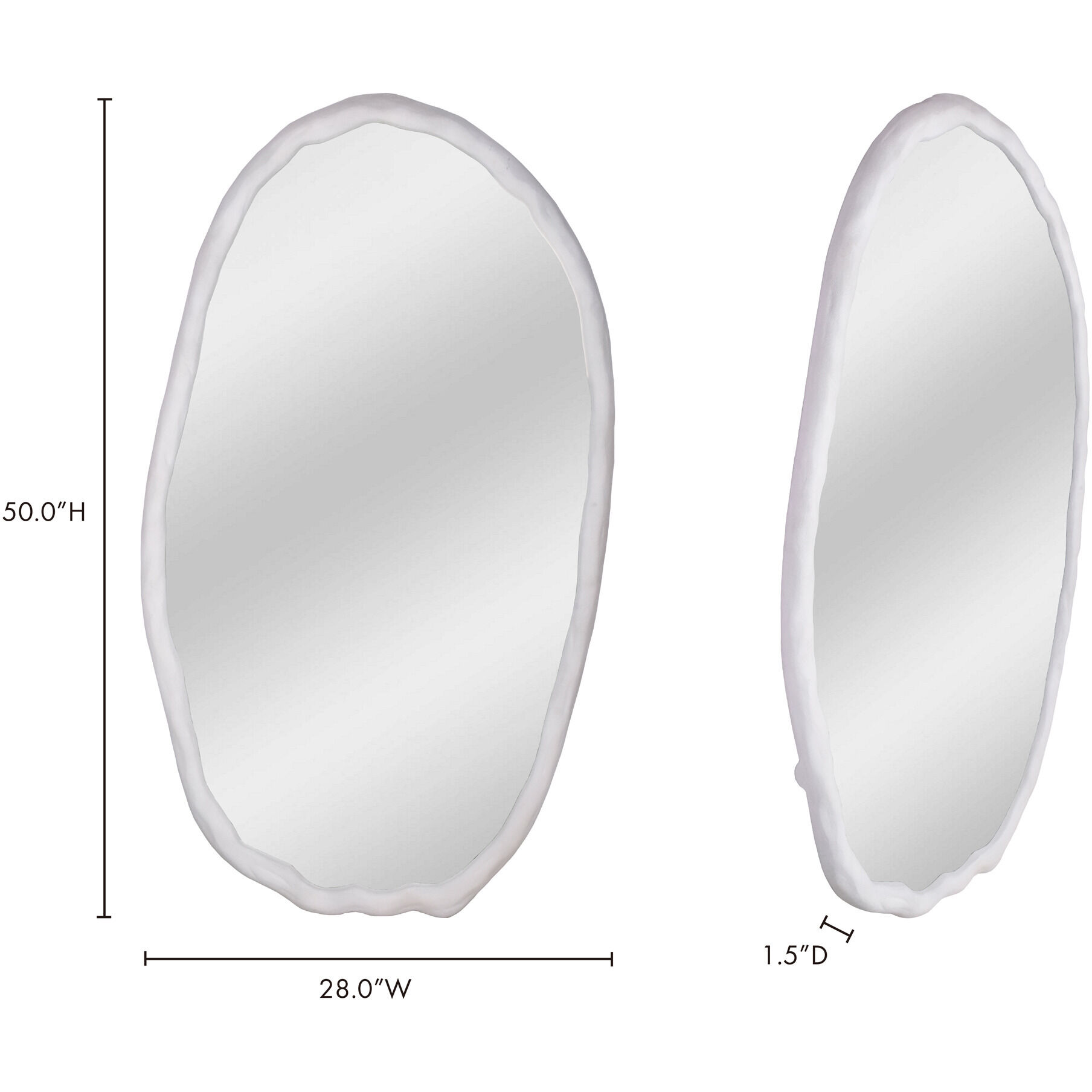 Foundry 50 X 28 inch White Mirror, Oval