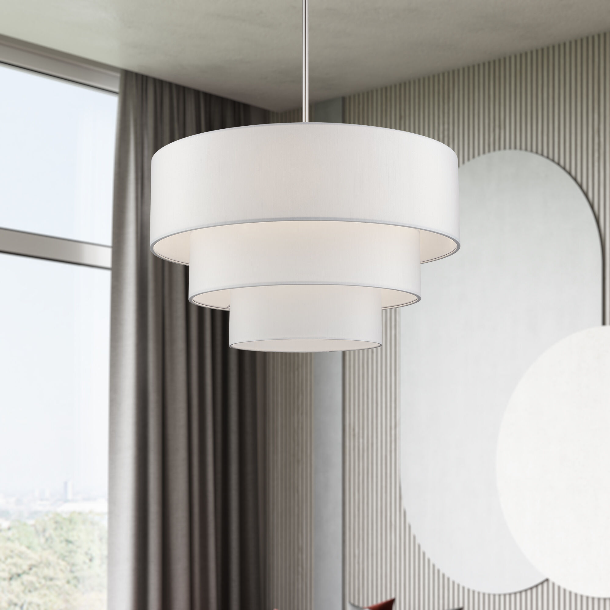 Manorwood 5 Light 28 inch Brushed Nickel Pendant Chandelier Ceiling Light