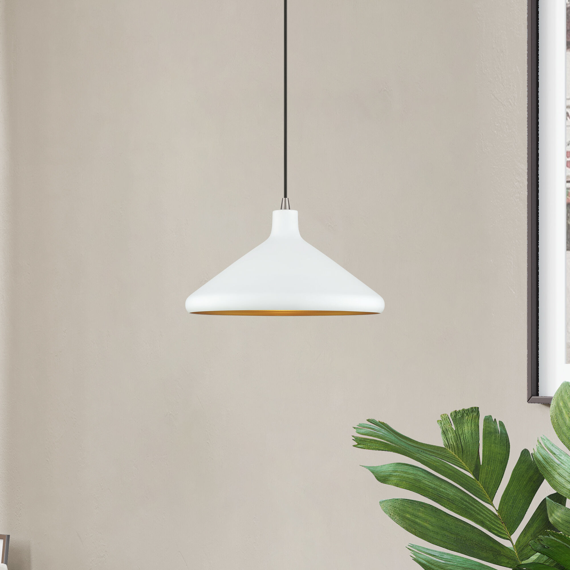 Geneva 1 Light 15.25 inch White with Brushed Nickel Accents Pendant Ceiling Light