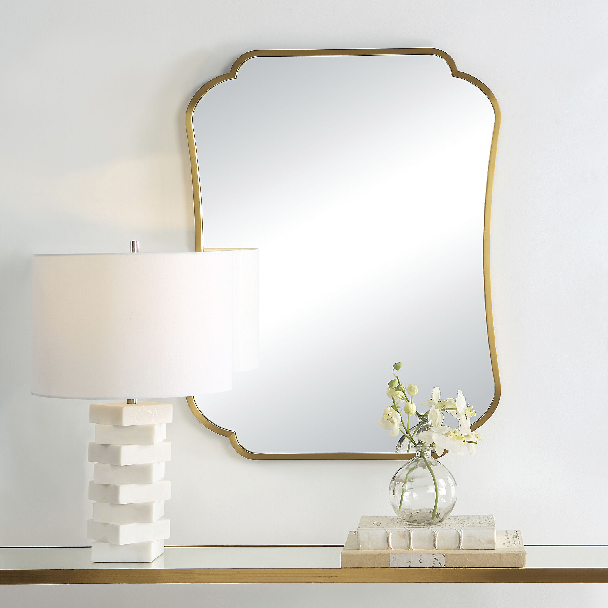 Athena 32 X 24 inch Brushed Brass Mirror