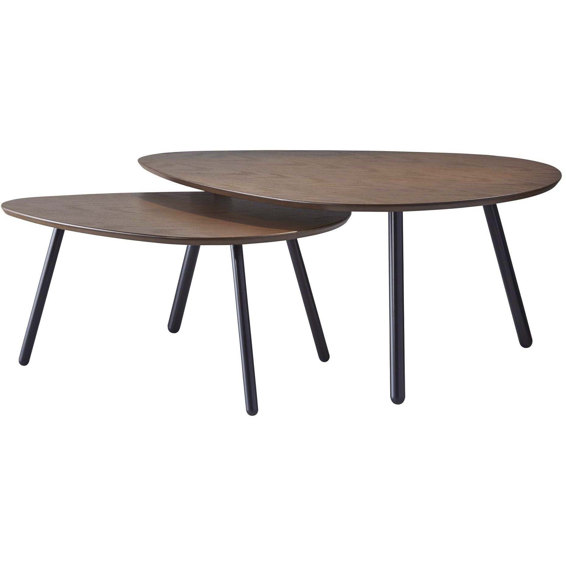 Hendrix 30.71 X 17 inch Walnut and Matte Black Nesting Coffee Tables, Set of 2