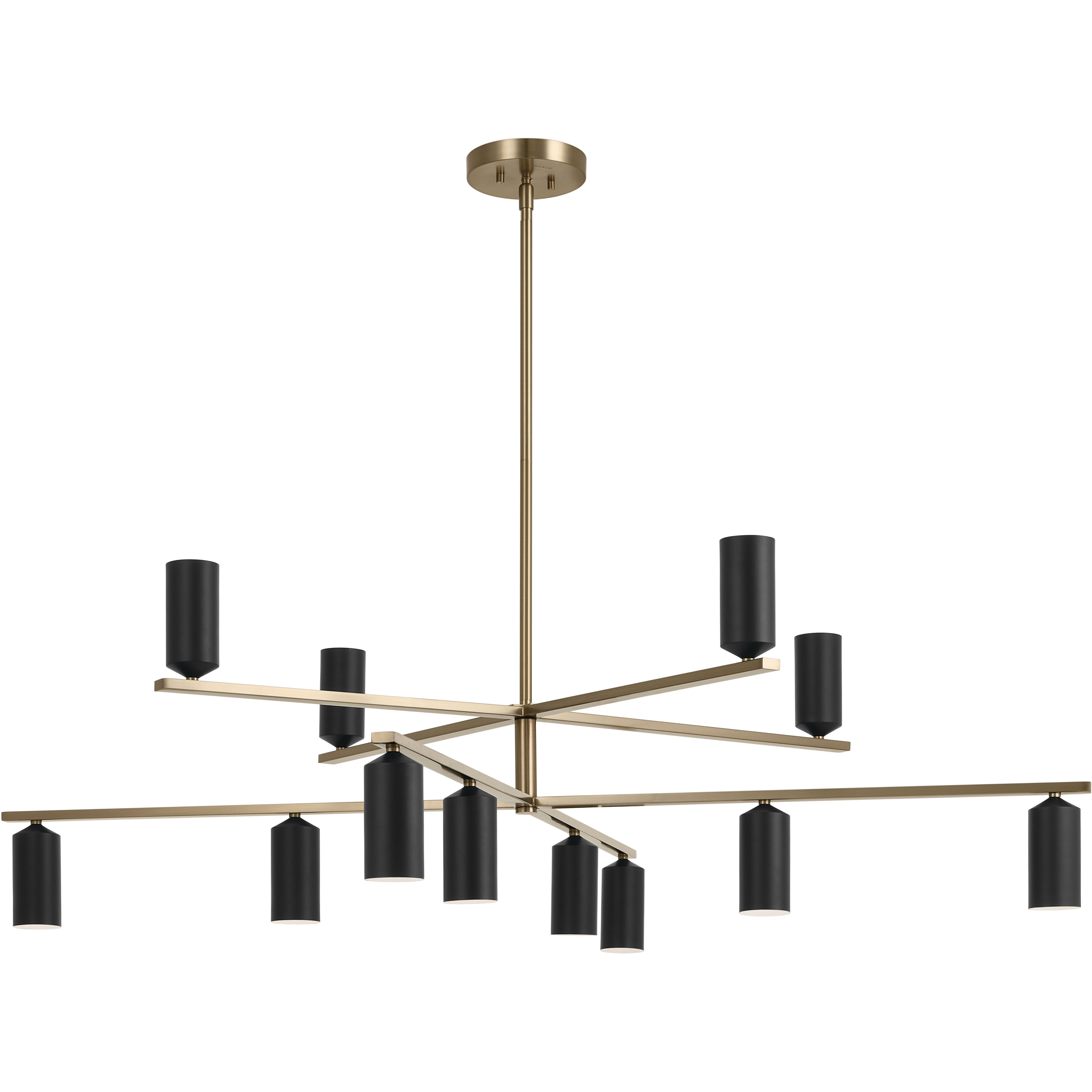 Gala LED 55.75 inch Champagne Bronze with Black Chandelier Ceiling Light in Brushed Gold and Champagne Bronze