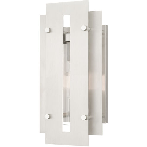 Utrecht 1 Light 14 inch Brushed Nickel Accents Outdoor Wall Lantern