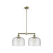 Franklin Restoration X-Large Bell LED 21 inch Antique Brass Chandelier Ceiling Light in Seedy Glass, Franklin Restoration