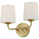 Bristol 2 Light 13.25 inch Satin Brass Wall Sconce Wall Light