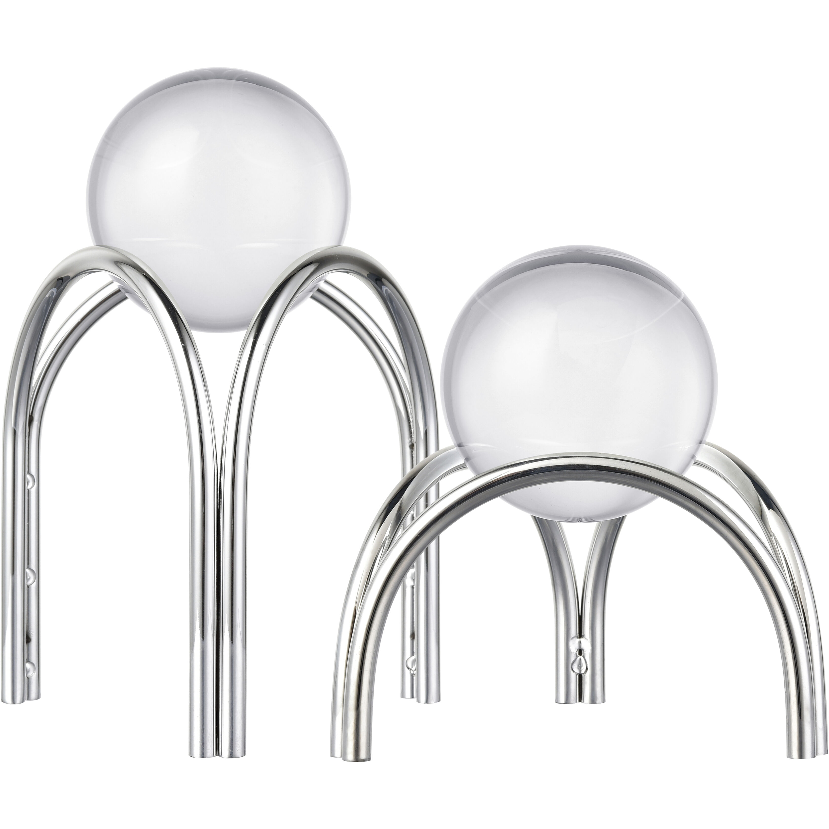 Sibyl Silver with Clear Orb Stand, Set of 2