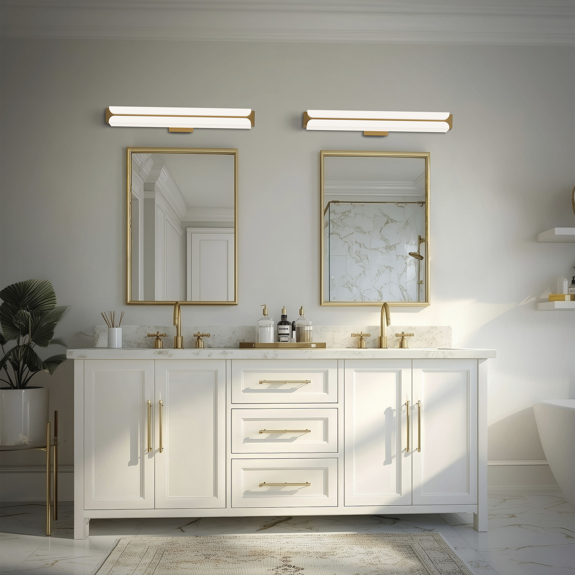 Bifold LED 34.25 inch Brushed Nickel Bath Vanity & Wall Light, dweLED