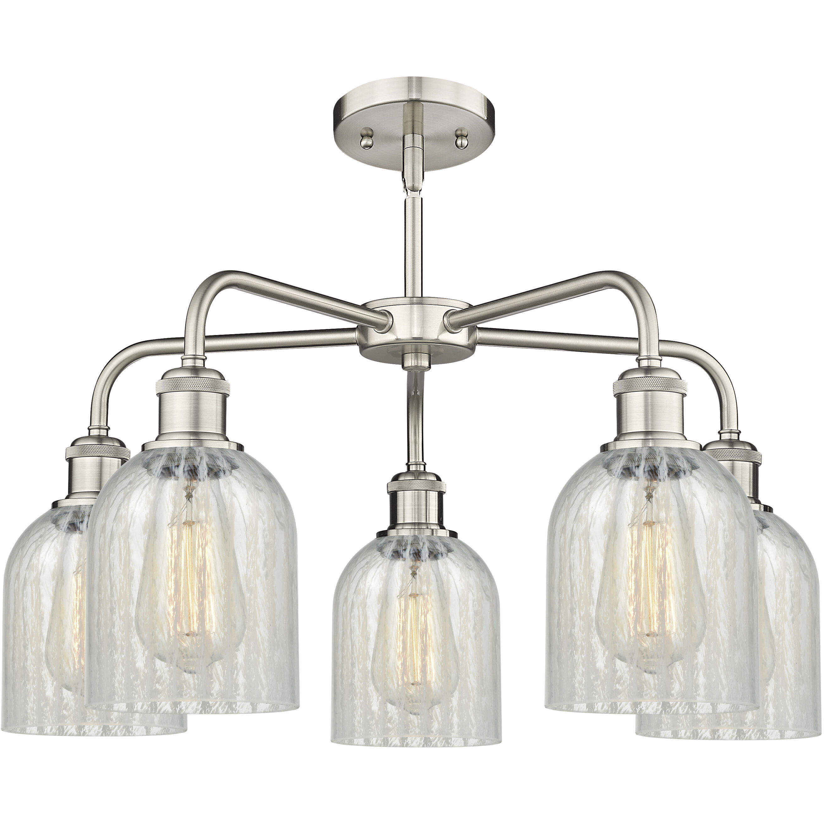 Caledonia 5 Light 23 inch Satin Nickel Chandelier Ceiling Light in Mouchette
