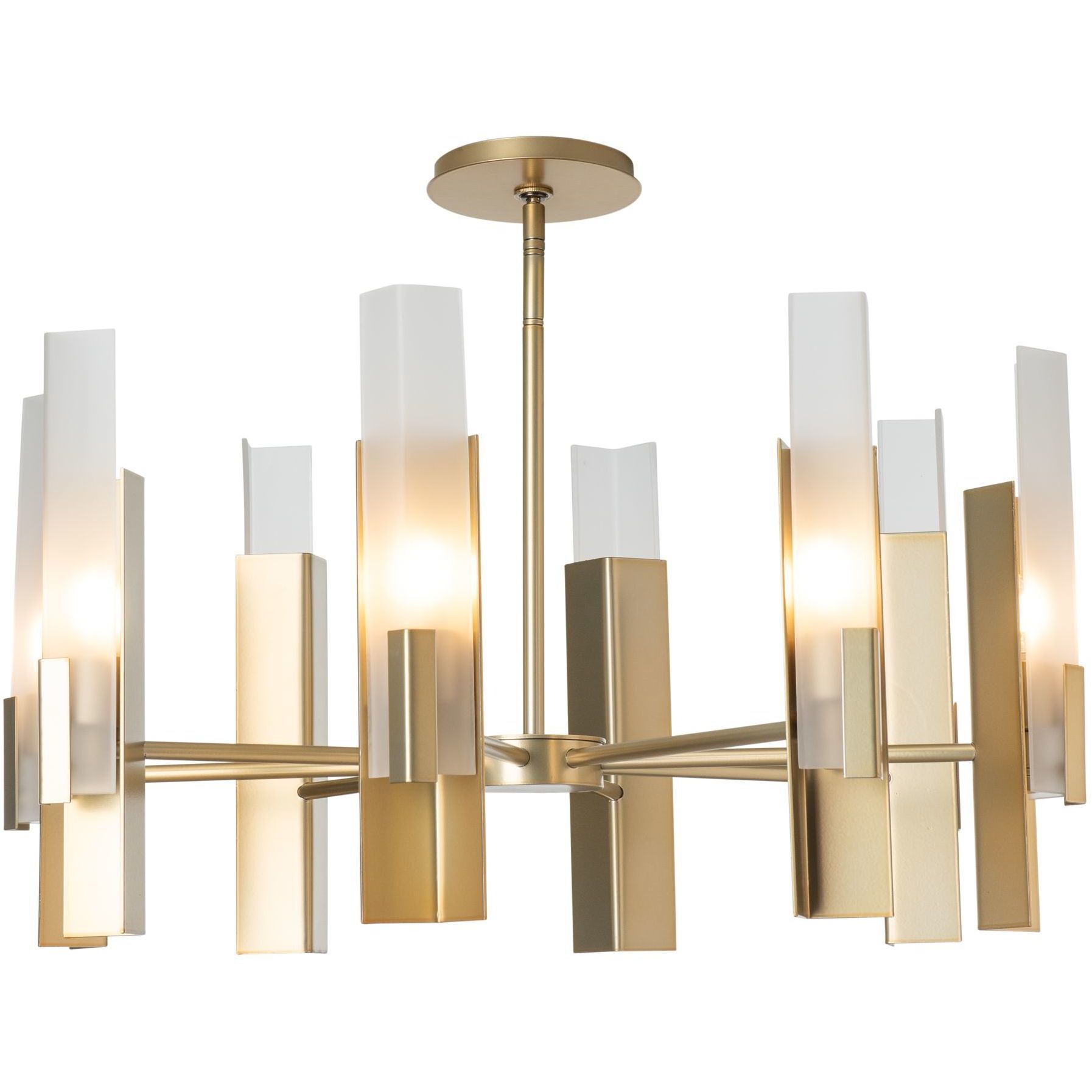 Summit 8 Light 31.2 inch Modern Brass Pendant Ceiling Light in Frosted