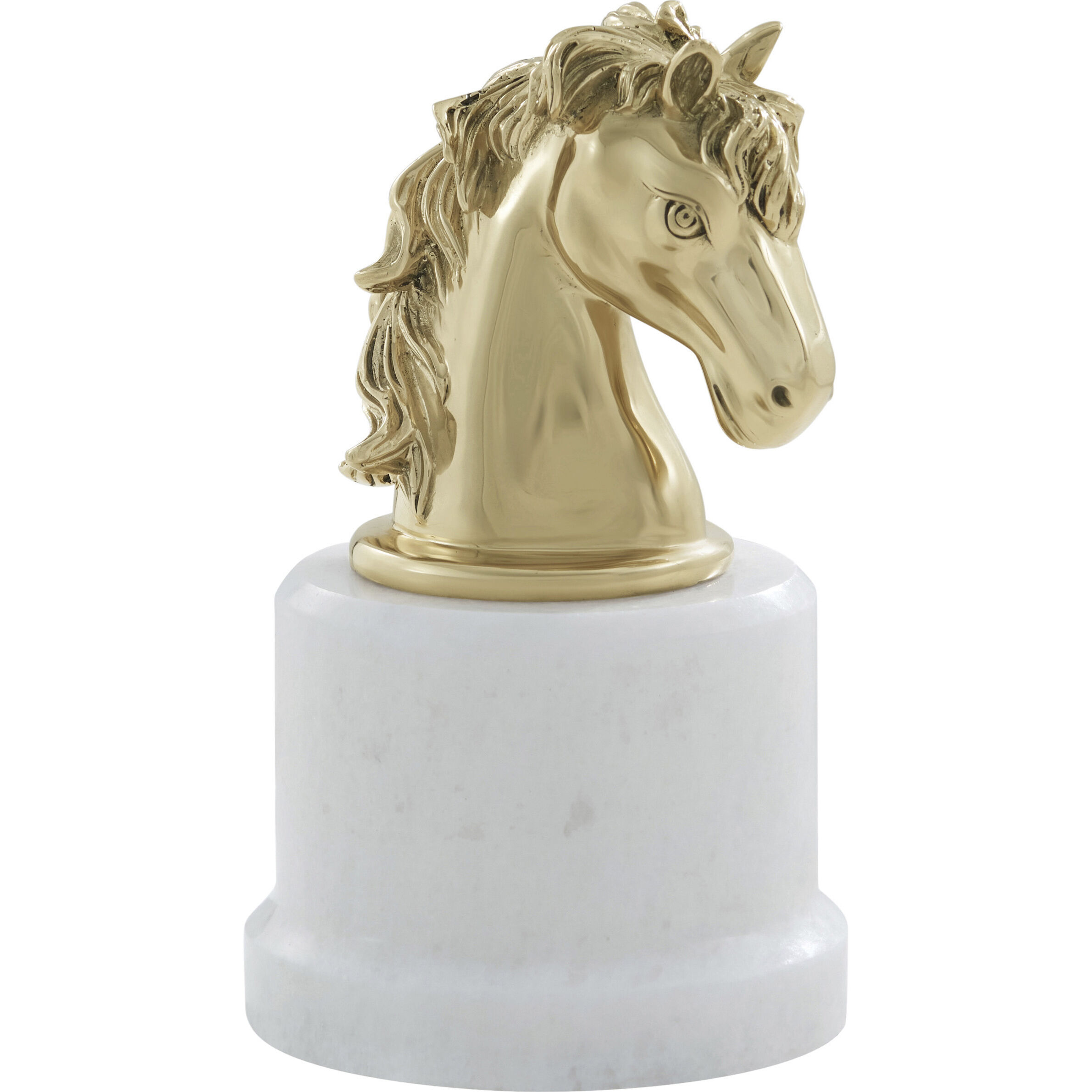 The Knight Polished Brass Brass Horse, Marble Base, Spencer London