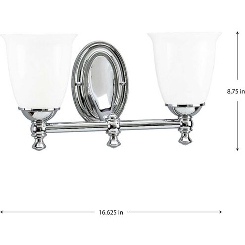 Victorian 2 Light 17 inch Polished Chrome Bath Vanity Wall Light, Delta