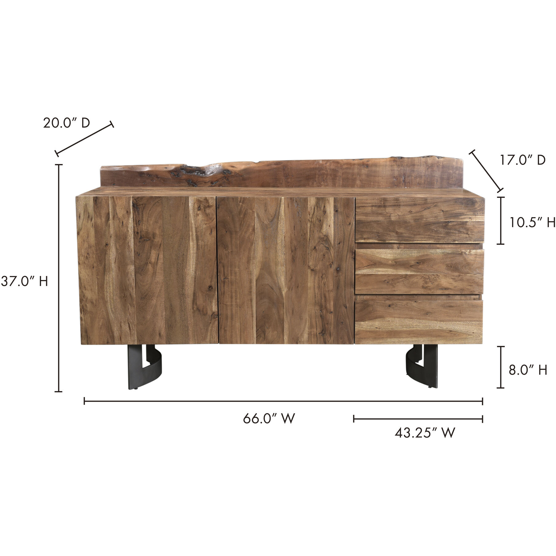 Bent 66 X 20 inch Brown Sideboard