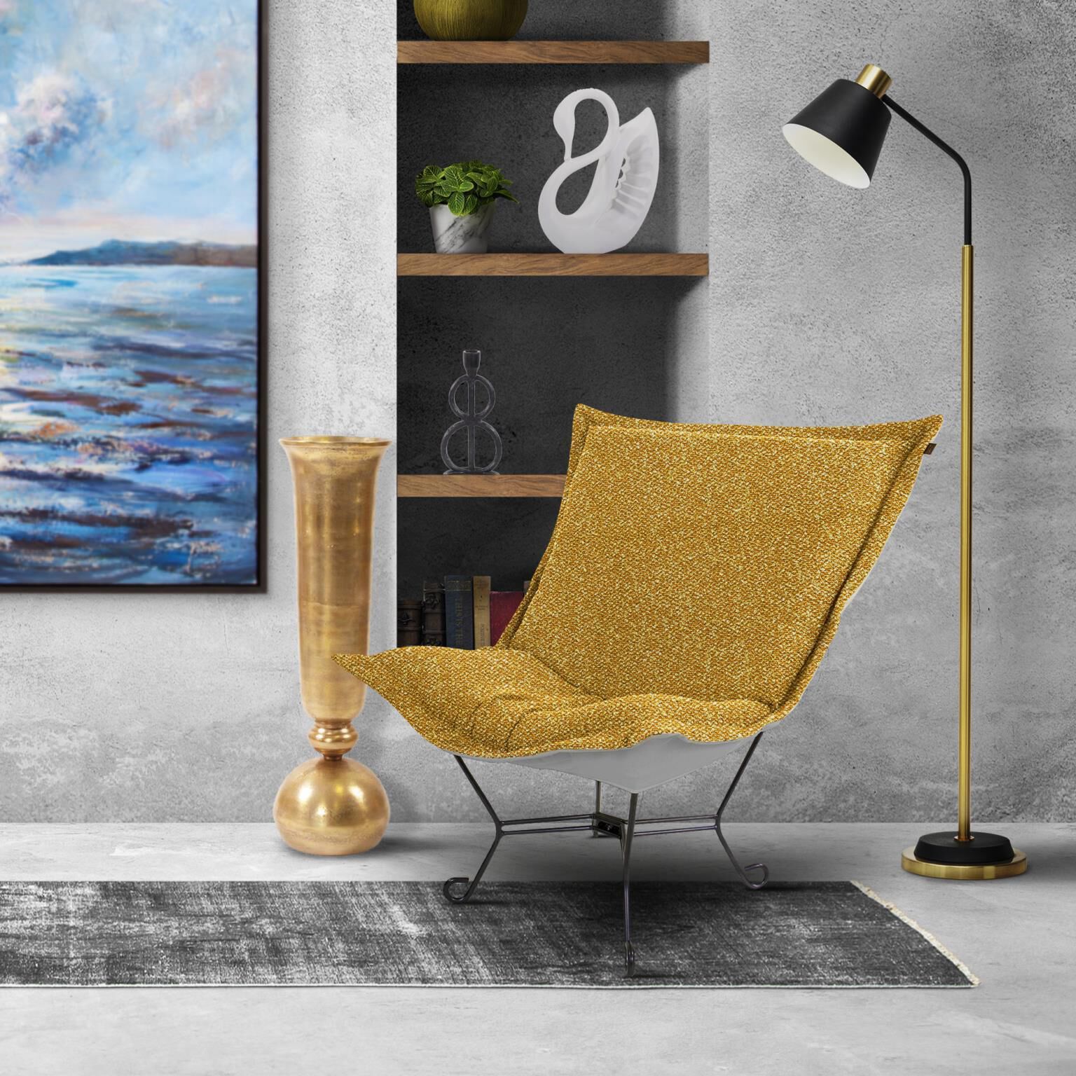 Alicante Gold Patio Scroll Puff Chair