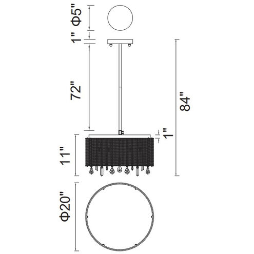 Benson 9 Light 20 inch Chrome Drum Shade Flush Mount Ceiling Light
