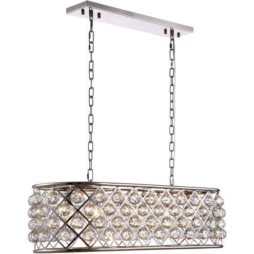 Madison 6 Light 40 inch Polished Nickel Island Pendant Ceiling Light in Clear, Faceted Royal Cut, Urban Classic