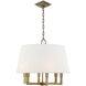 Chapman & Myers Square Tube 6 Light 24 inch Hand-Rubbed Antique Brass Hanging Shade Ceiling Light in Linen