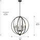 Colson 26 inch 60.00 watt Etruscan Bronze Chandelier Ceiling Light in No Shade