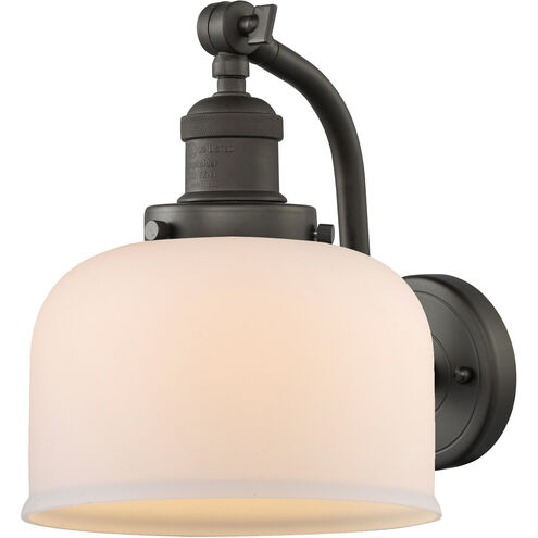 Franklin Restoration Large Bell 1 Light 8 inch Oil Rubbed Bronze Sconce Wall Light in Matte White Glass, Franklin Restoration