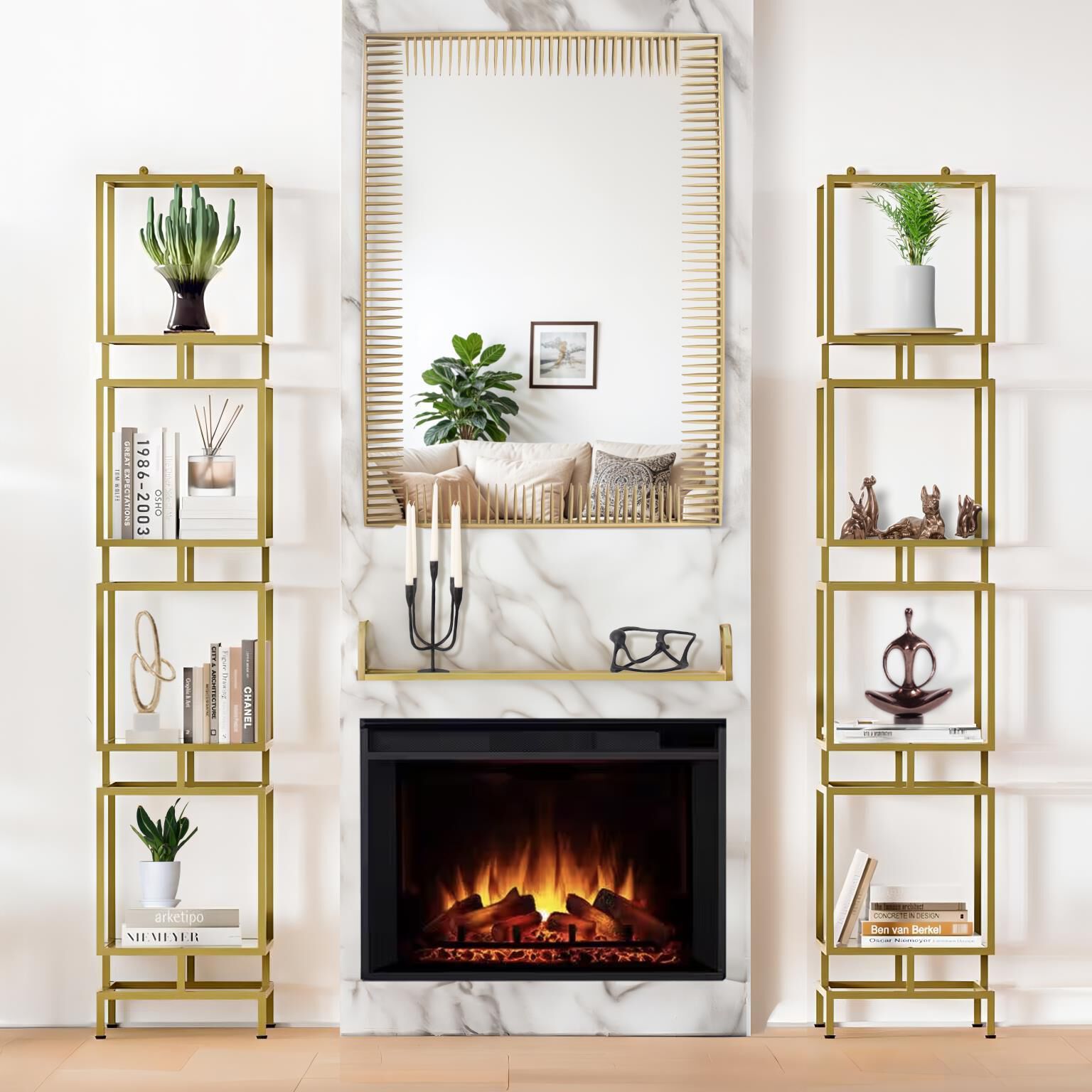 Canberrn 82 X 21.75 inch Gold Etagere