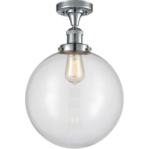 Franklin Restoration XX-Large Beacon LED 12 inch Polished Chrome Semi-Flush Mount Ceiling Light in Clear Glass, Franklin Restoration