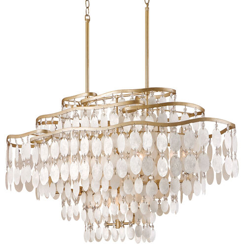 Dolce 12 Light 42 inch Champagne Leaf Linear Pendant Ceiling Light