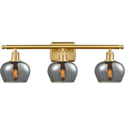 Ballston Fenton 3 Light 26 inch Satin Gold Bath Vanity Light Wall Light in Plated Smoke Glass, Ballston