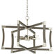 Bastian 6 Light 27 inch Chateau Gray and Contemporary Silver Leaf Lantern Chandelier Ceiling Light, Small