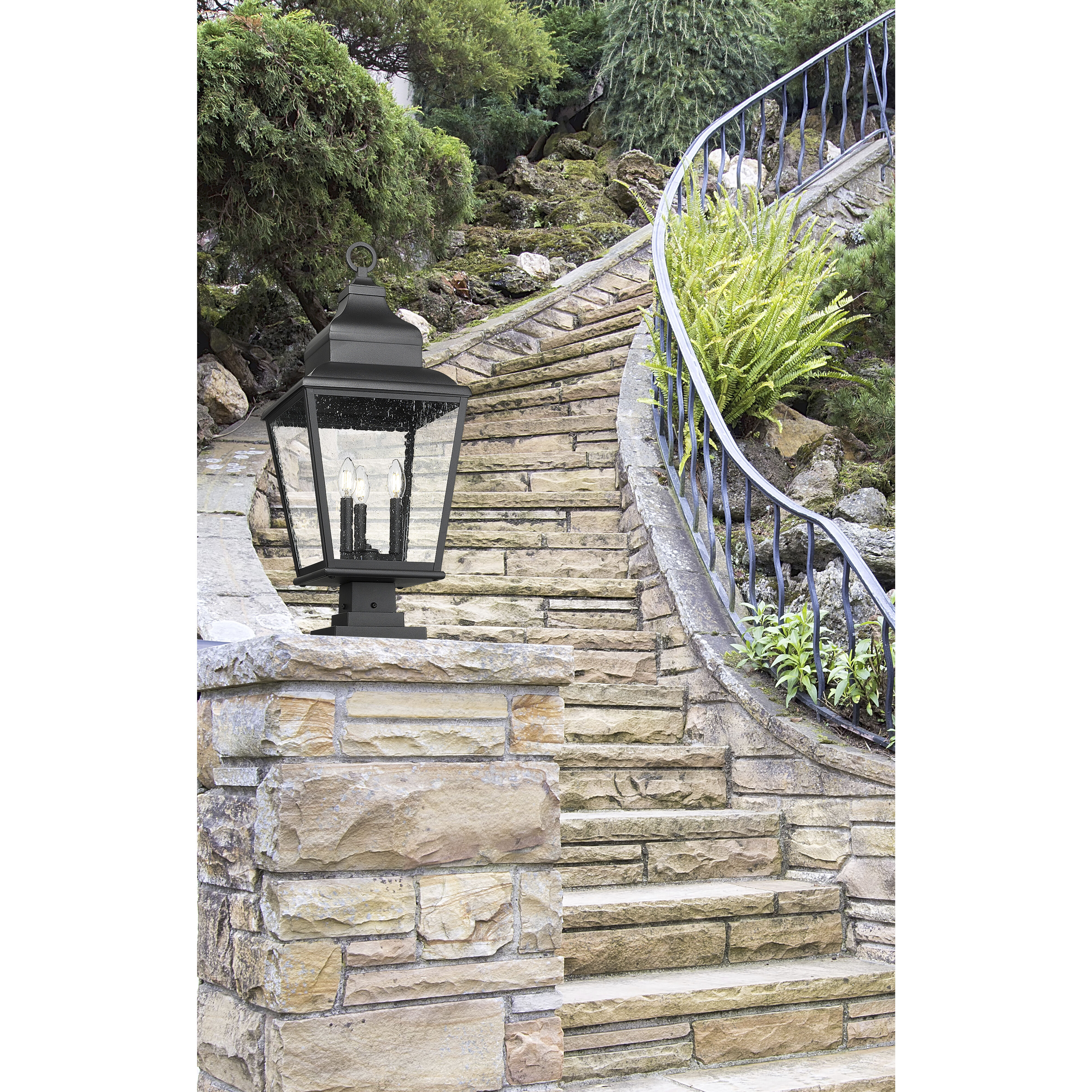 Raphael 3 Light 29.25 inch Sand Black Outdoor Pier Mounted Fixture