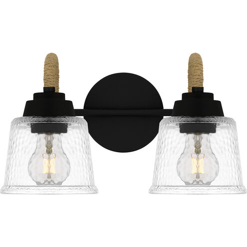 Seabreeze 2 Light 14.5 inch Matte Black Bath Light Wall Light, Medium