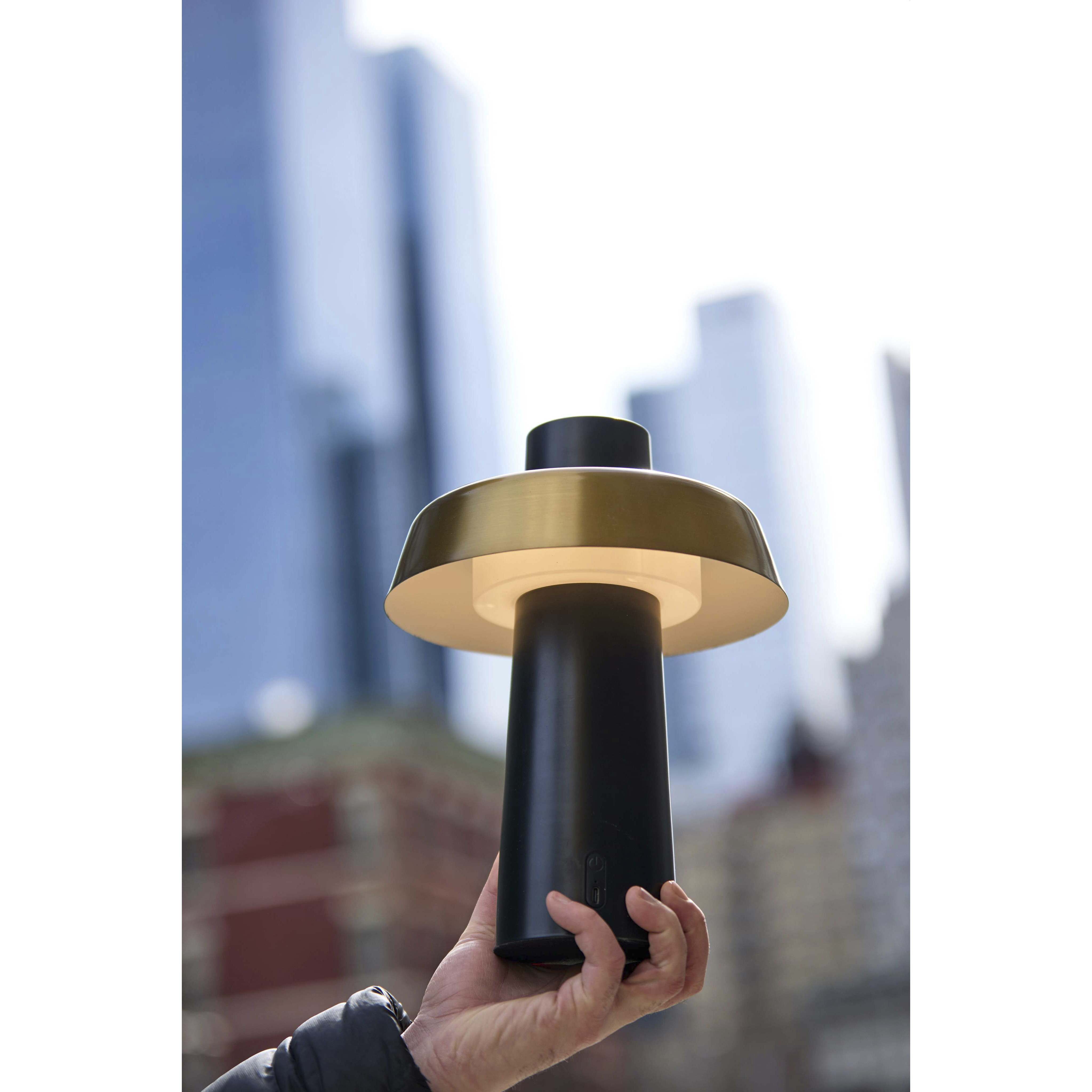 Pirlo 11.75 inch 4.00 watt Black with Antique Brass Accents Cordless Table Lamp Portable Light, ADS360