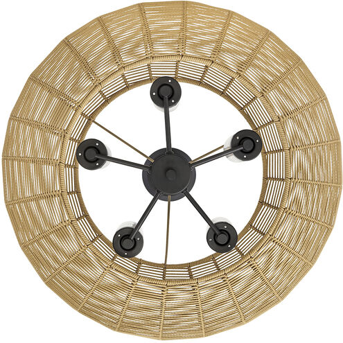 Lisa McDennon Open Air Luca LED 28 inch Black with Camel Rattan Outdoor Chandelier