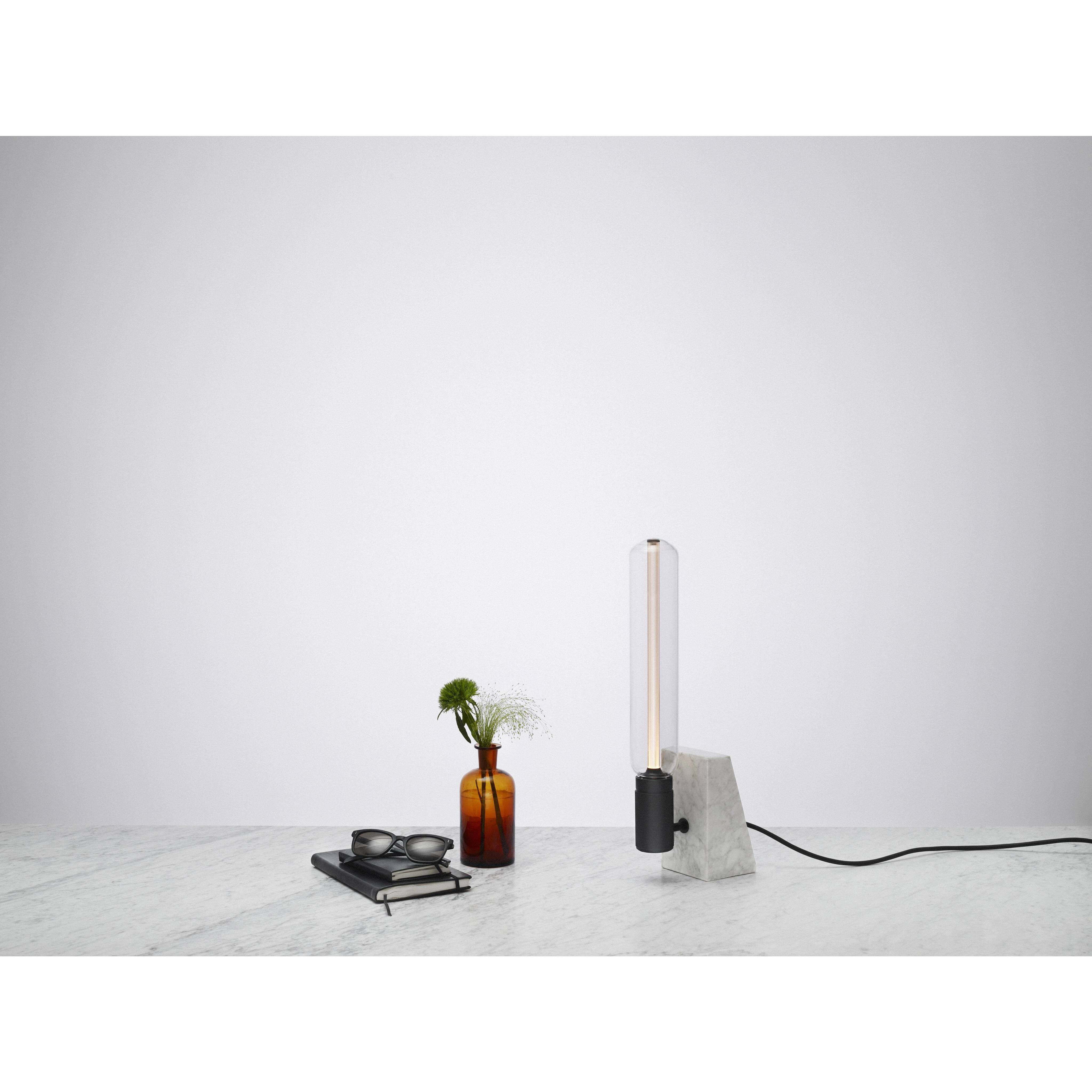 Stoned 16.73 inch 5.00 watt Polished White Marble Table Light Portable Light