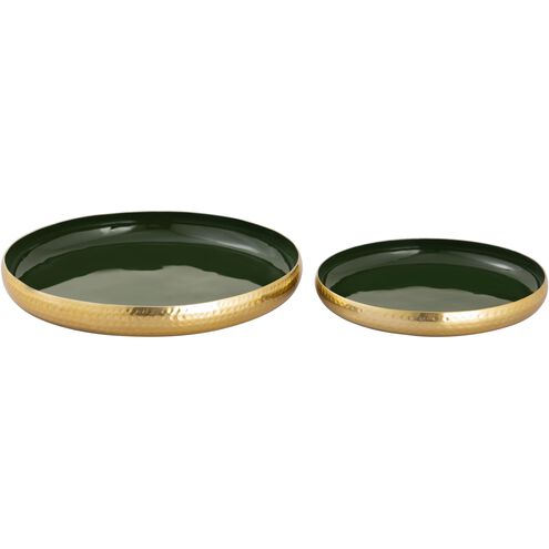 Nelson Dark Green Enamel with Polished Brass Tray in Dark Green Enamel and Polished Brass