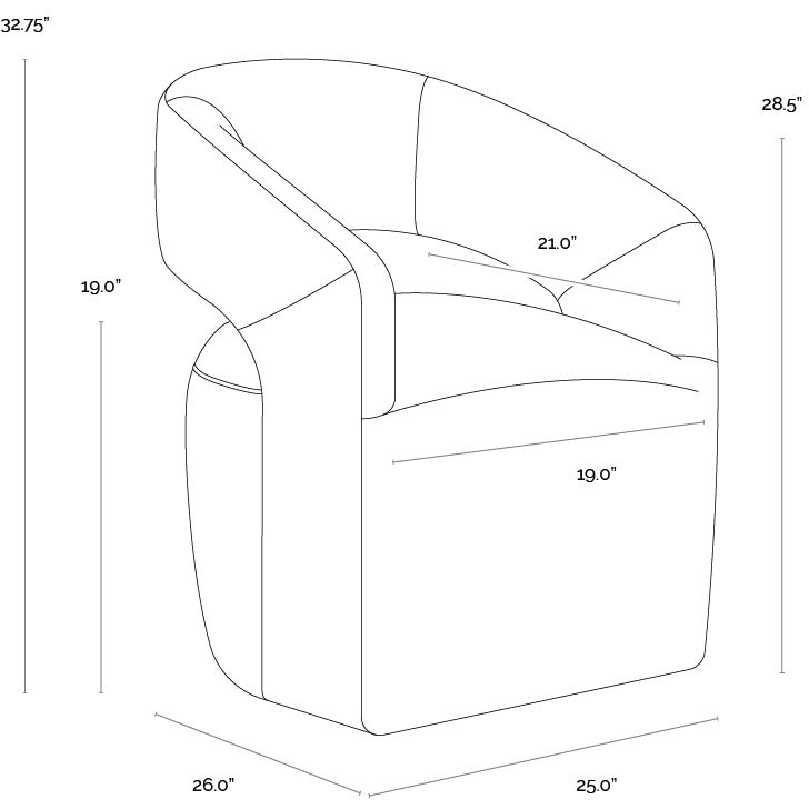 Lloret Danny Amber Wheeled Dining Armchair, Wheeled