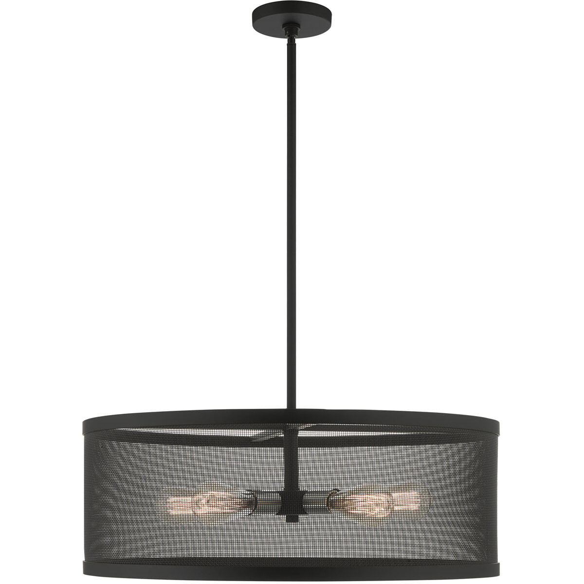 Industro 5 Light 25 inch Black with Brushed Nickel Accents Chandelier Ceiling Light