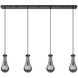 Owego 4 Light 48.88 inch Matte Black Linear Pendant Ceiling Light in Light Smoke Glass