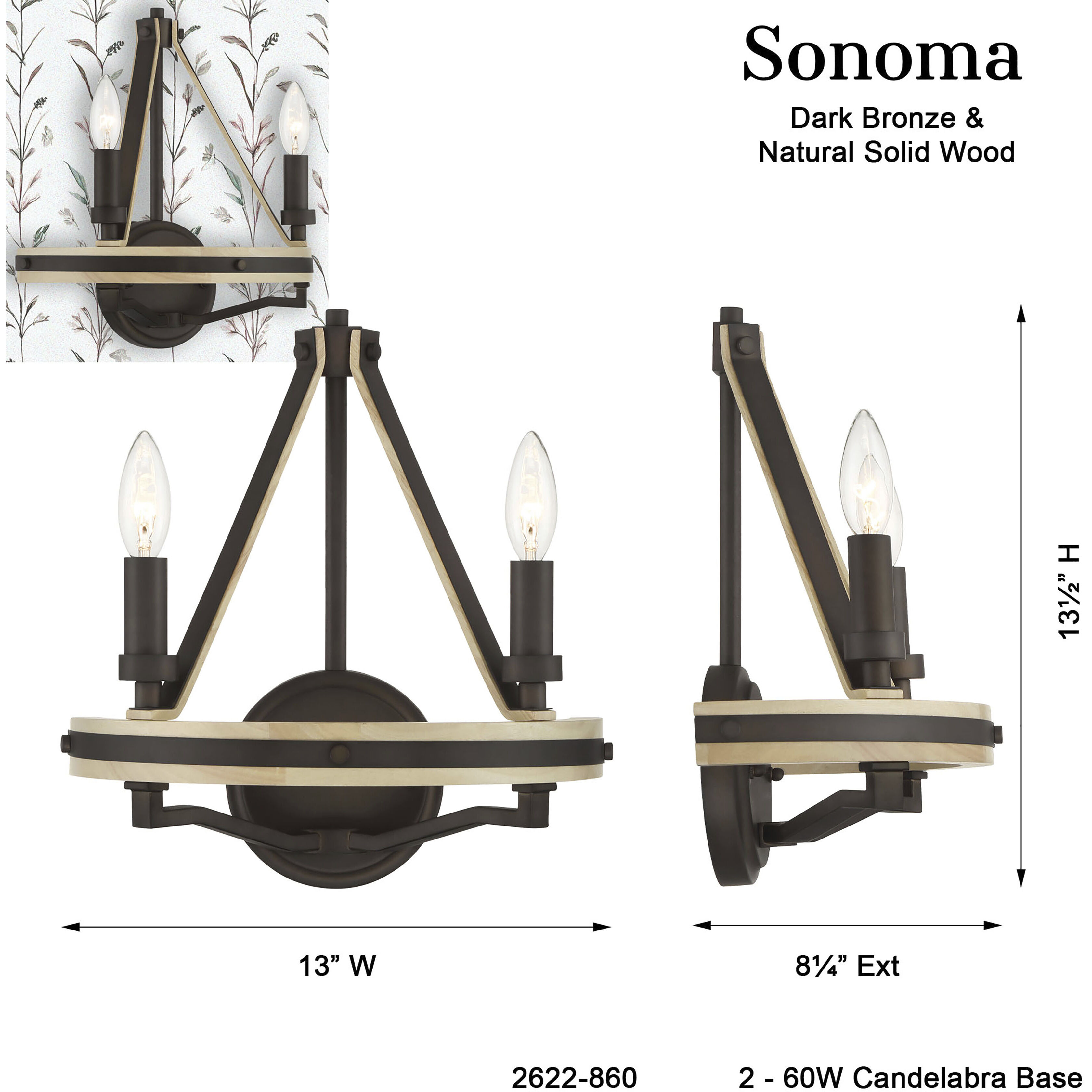 Sonoma Wall Sconce Wall Light in Dark Bronze