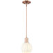 Arcadia White Venetian 1 Light 6 inch Antique Copper Mini Pendant Ceiling Light