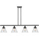 Ballston Large Cone 4 Light 48 inch Matte Black Island Light Ceiling Light in Seedy Glass, Ballston
