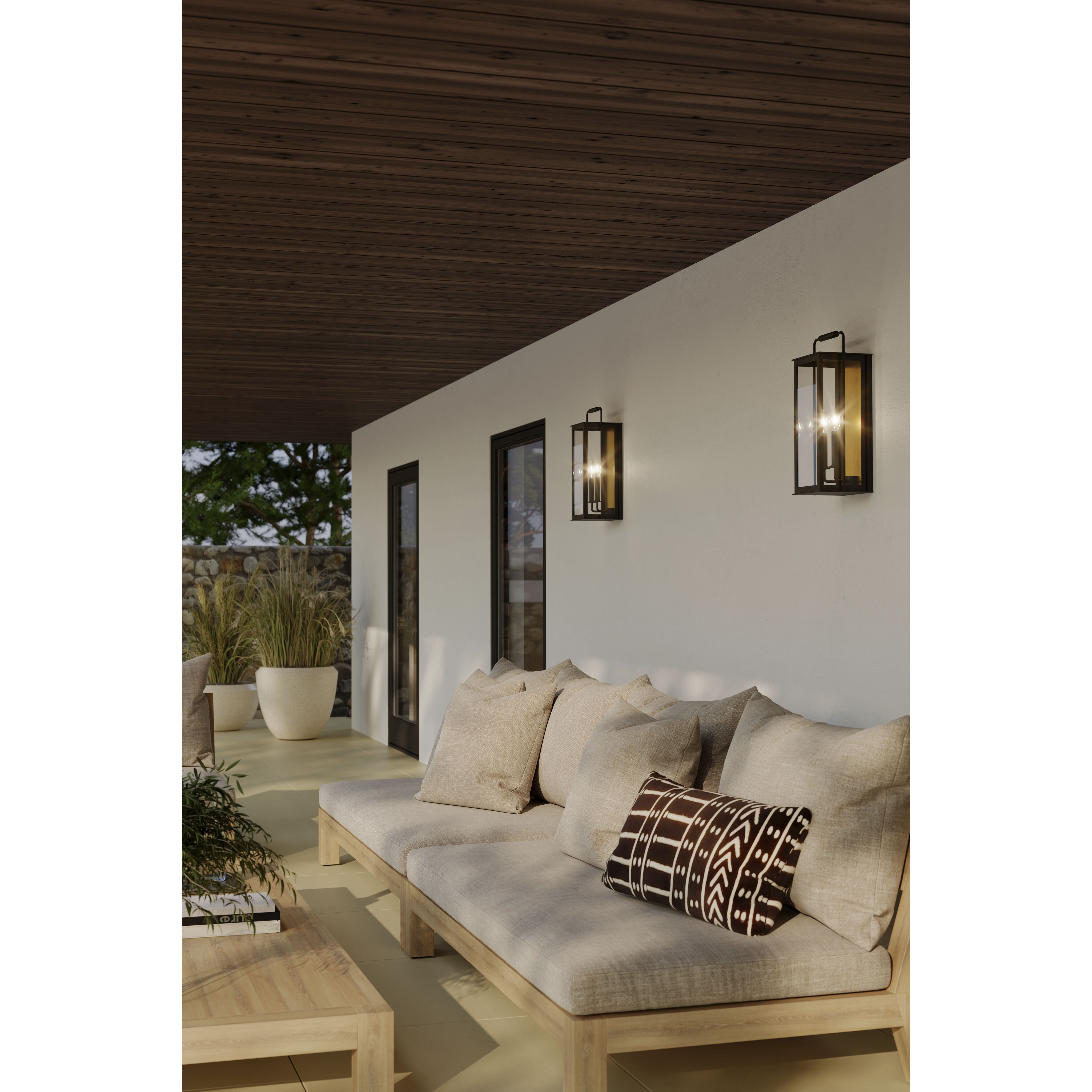 Aberdeen 2 Light 20 inch Sand Coal Black and Legacy Brass Outdoor Wall Sconce